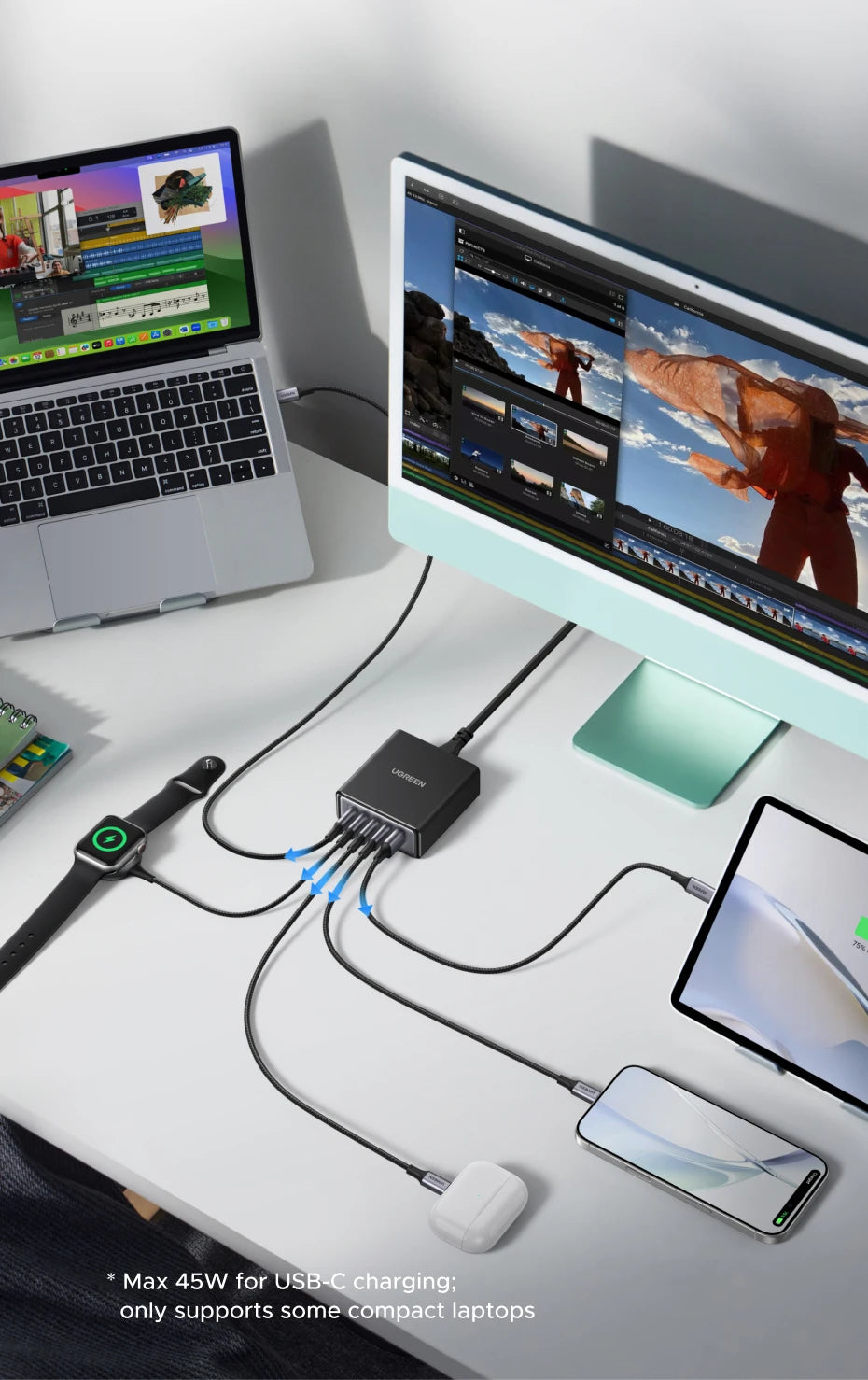 65W GaN 5-Port USB-C Desktop Fast Charger