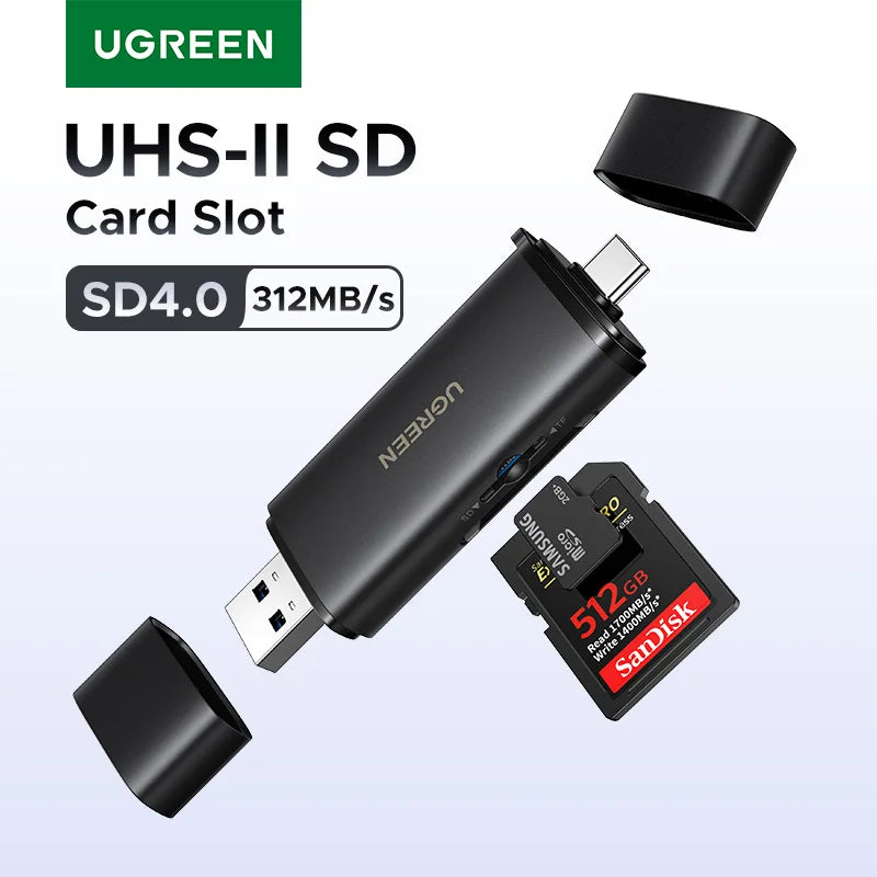 USB-C and USB 3.0 SD 4.0 Memory Card Reader - 1