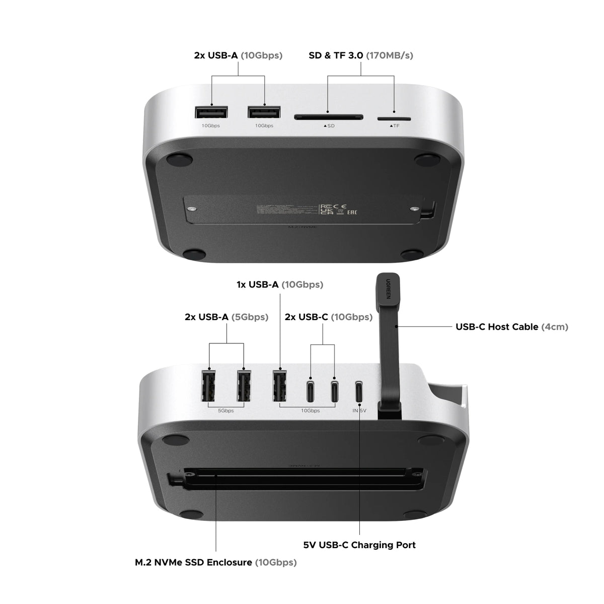 11-in-1 Docking Station with NVMe SSD Slot for Mac Mini M4
