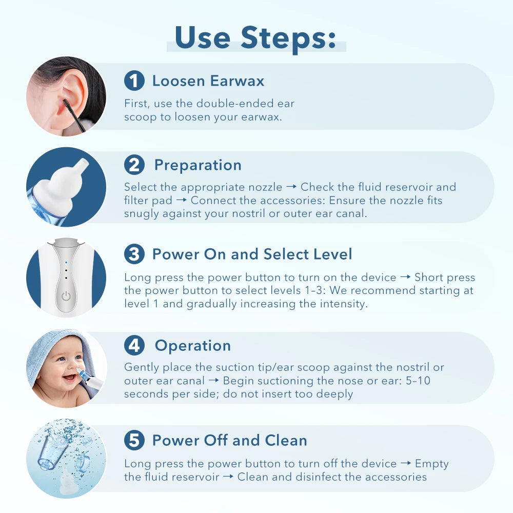 Electric 2-in-1 Nasal Aspirator and Ear Wax Removal Kit - 15