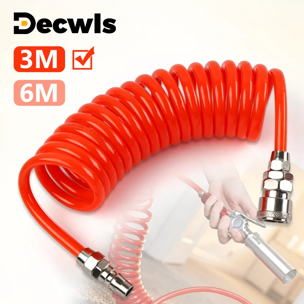 Spiral Air Compressor Hose with Quick Coupling - 7