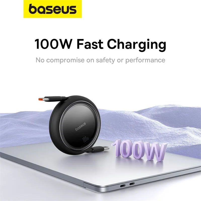 100W Fast Charging Retractable USB-C Cable