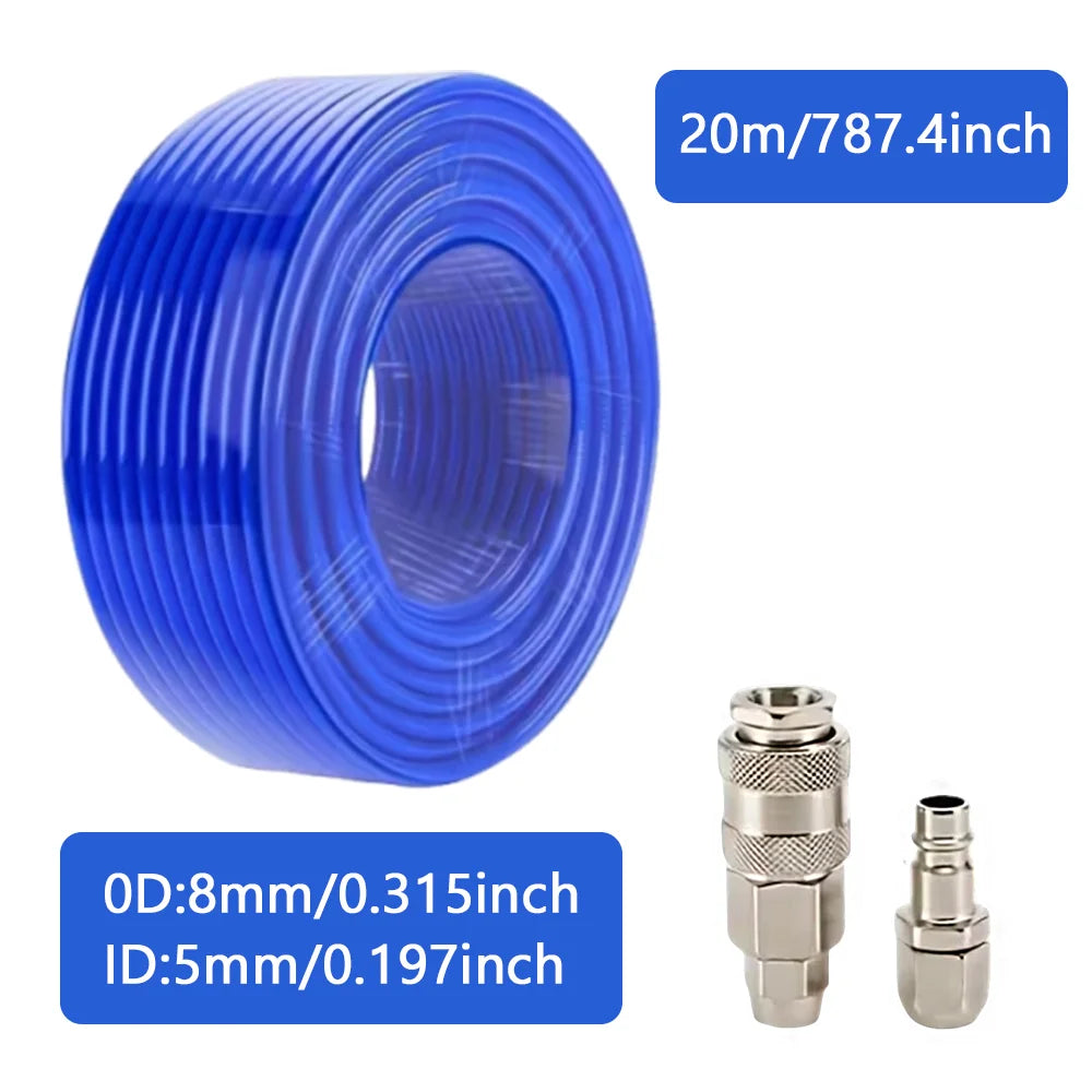 Flexible Pneumatic PU Air Hose with Quick-Connect Fittings - 7