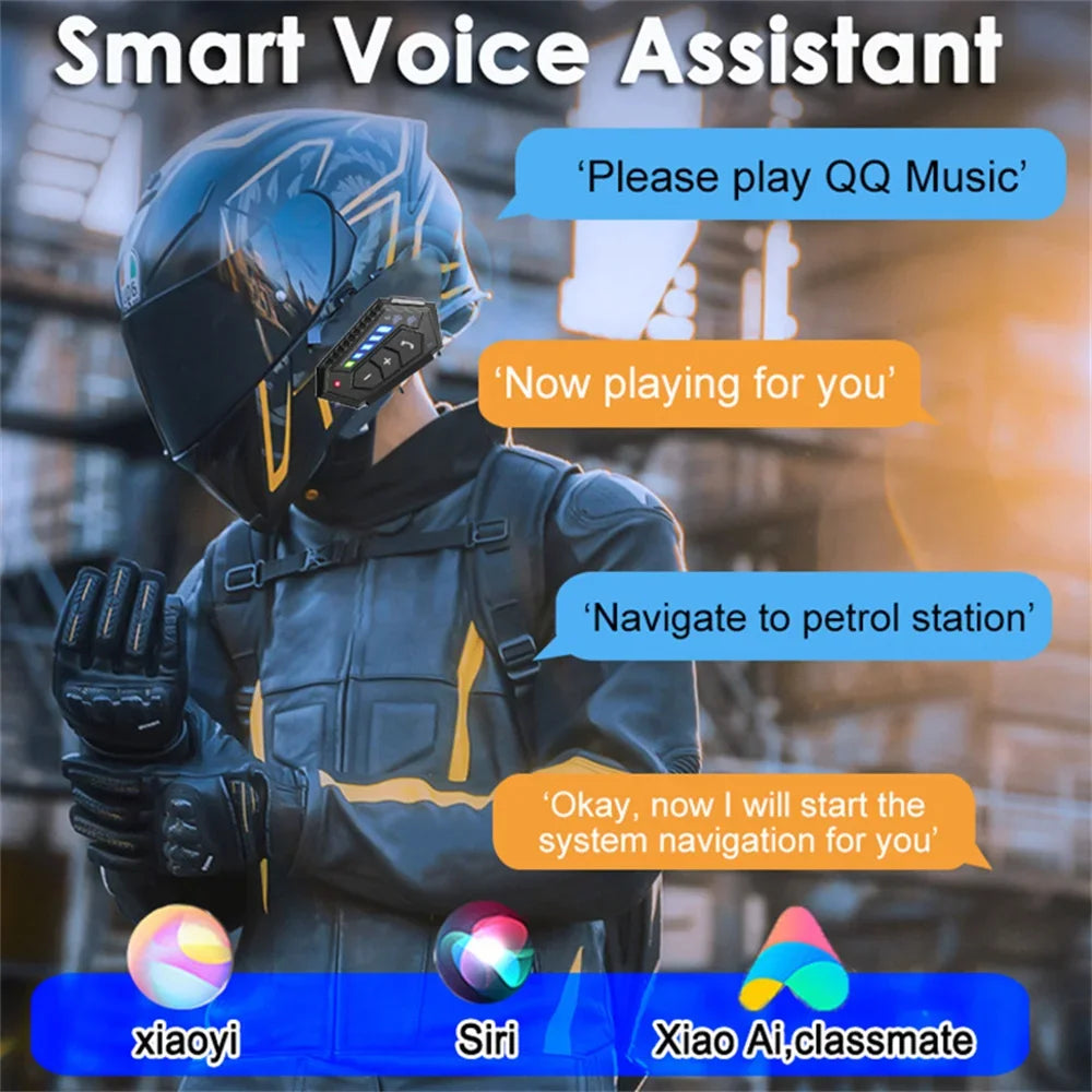 BT12-2x Motorcycle Helmet Bluetooth 5.4 Headset with Voice Assistant