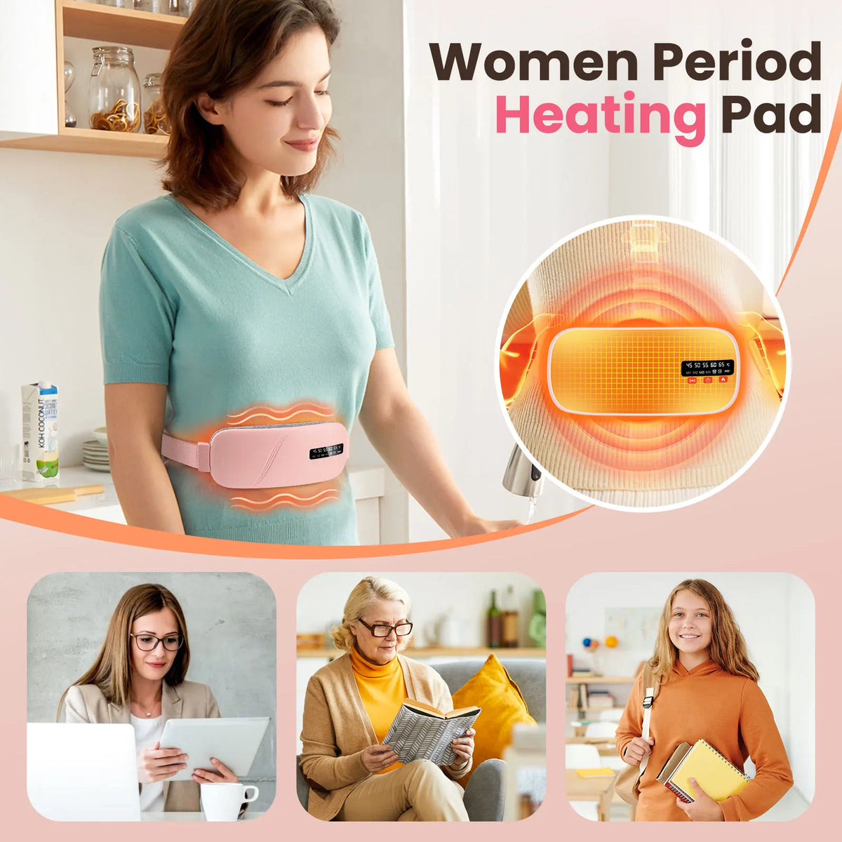 Cordless Heated Massage Belt for Menstrual Cramps
