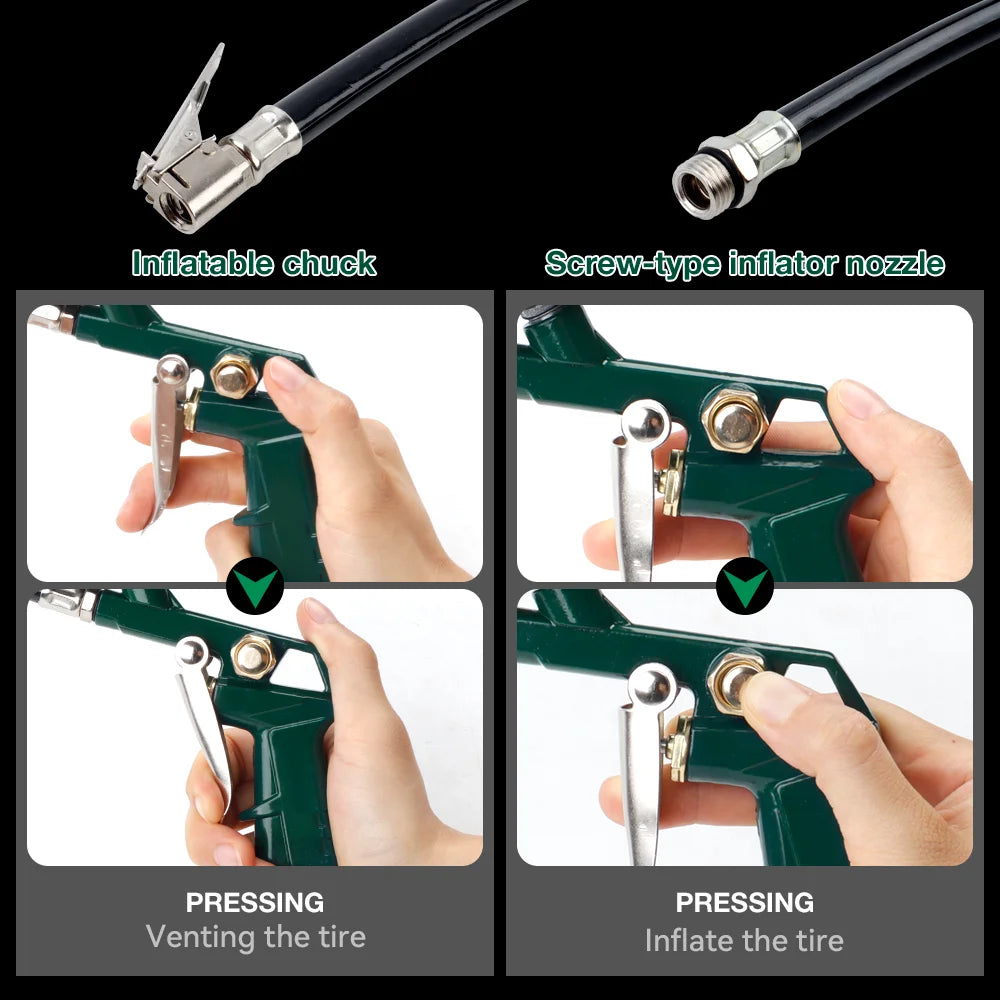 3-in-1 Tire Pressure Gauge and Inflator for Car and Motorcycle