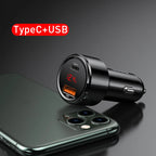 45W Dual-Port Fast Car Charger with LED Voltage Display