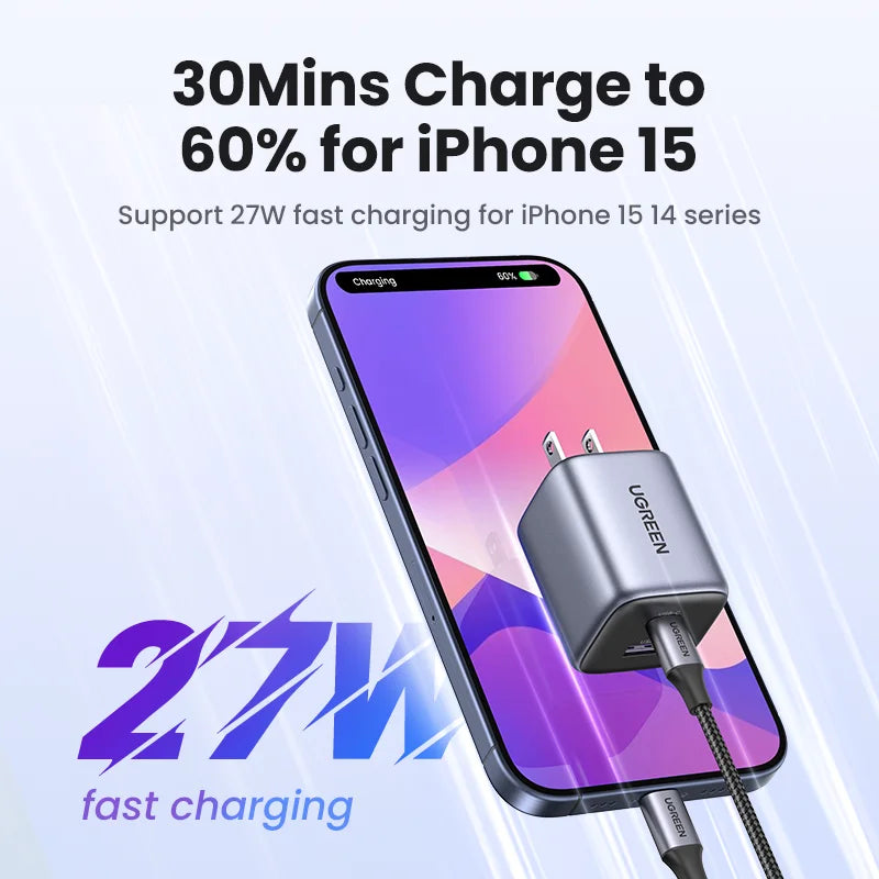35W GaN Dual Port USB-C and USB-A Fast Wall Charger