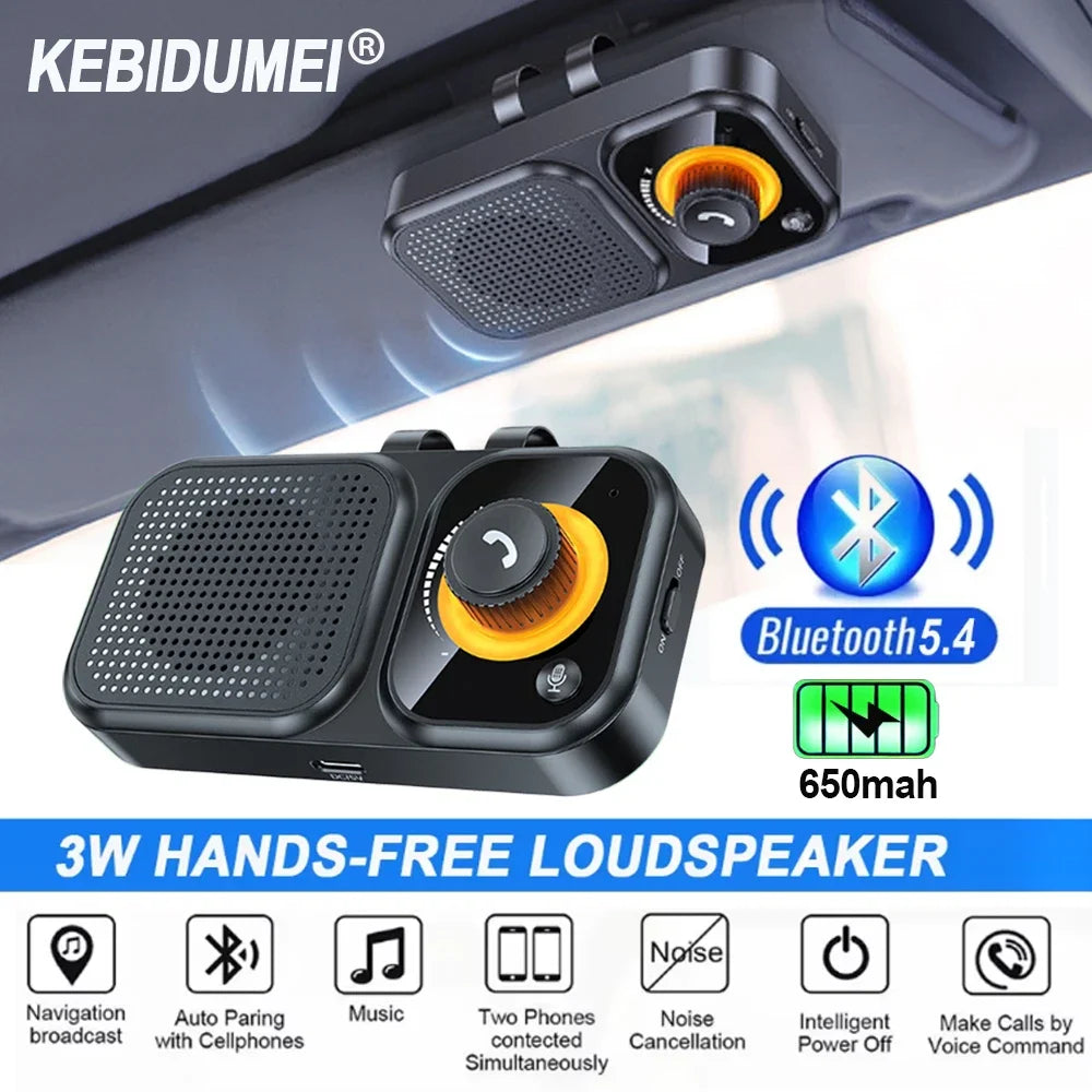 Bluetooth 5.4 Hands-Free Car Speakerphone for Sun Visor