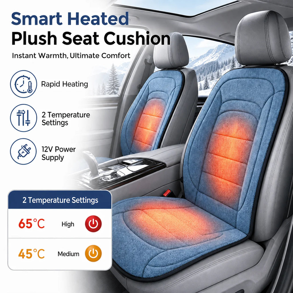 Heated Faux Lambswool Car Seat Cushion for Winter