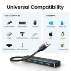 4-Port USB 3.0 Data Hub Splitter for Laptops and Desktop PCs