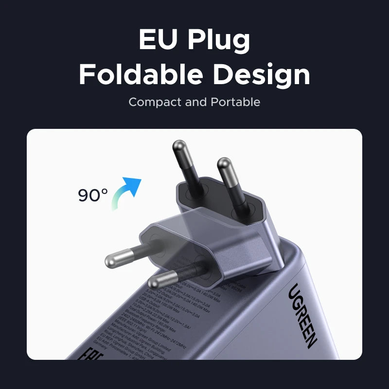 160W GaN Fast Charger with Smart Display and Retractable Cable