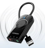 External USB Audio Adapter for PC, Laptop, and Gaming Consoles
