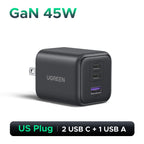 45W GaN Fast Wall Charger with Dual USB-C and USB-A Ports