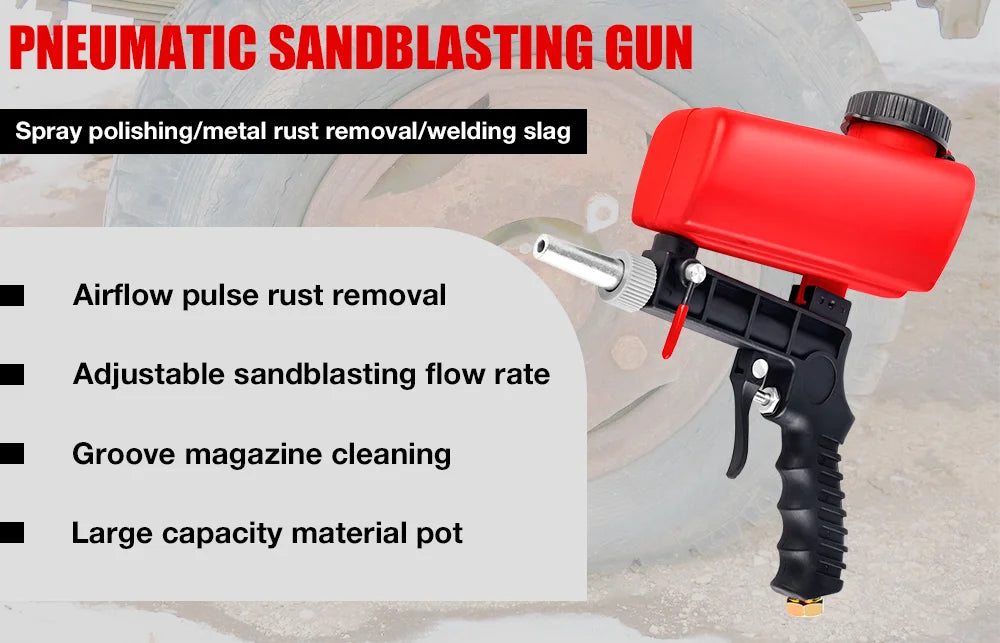 Portable 90PSI Pneumatic Sandblasting Gun for Rust Removal - 7