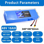 48V 16Ah Li-ion Battery for Electric Scooters with 30A BMS