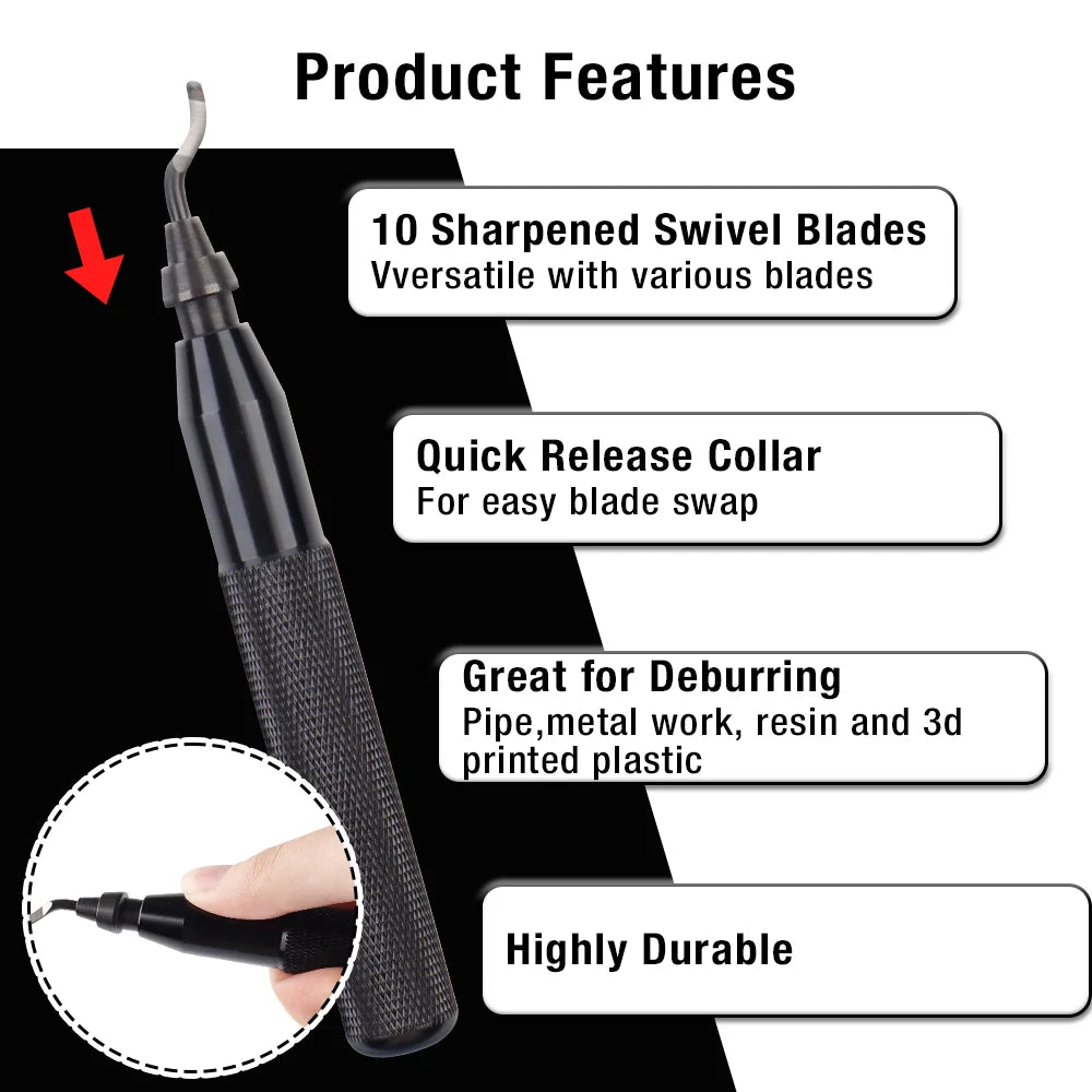 Rotary Deburring Tool with HSS Blades for Metal and Plastic - 10