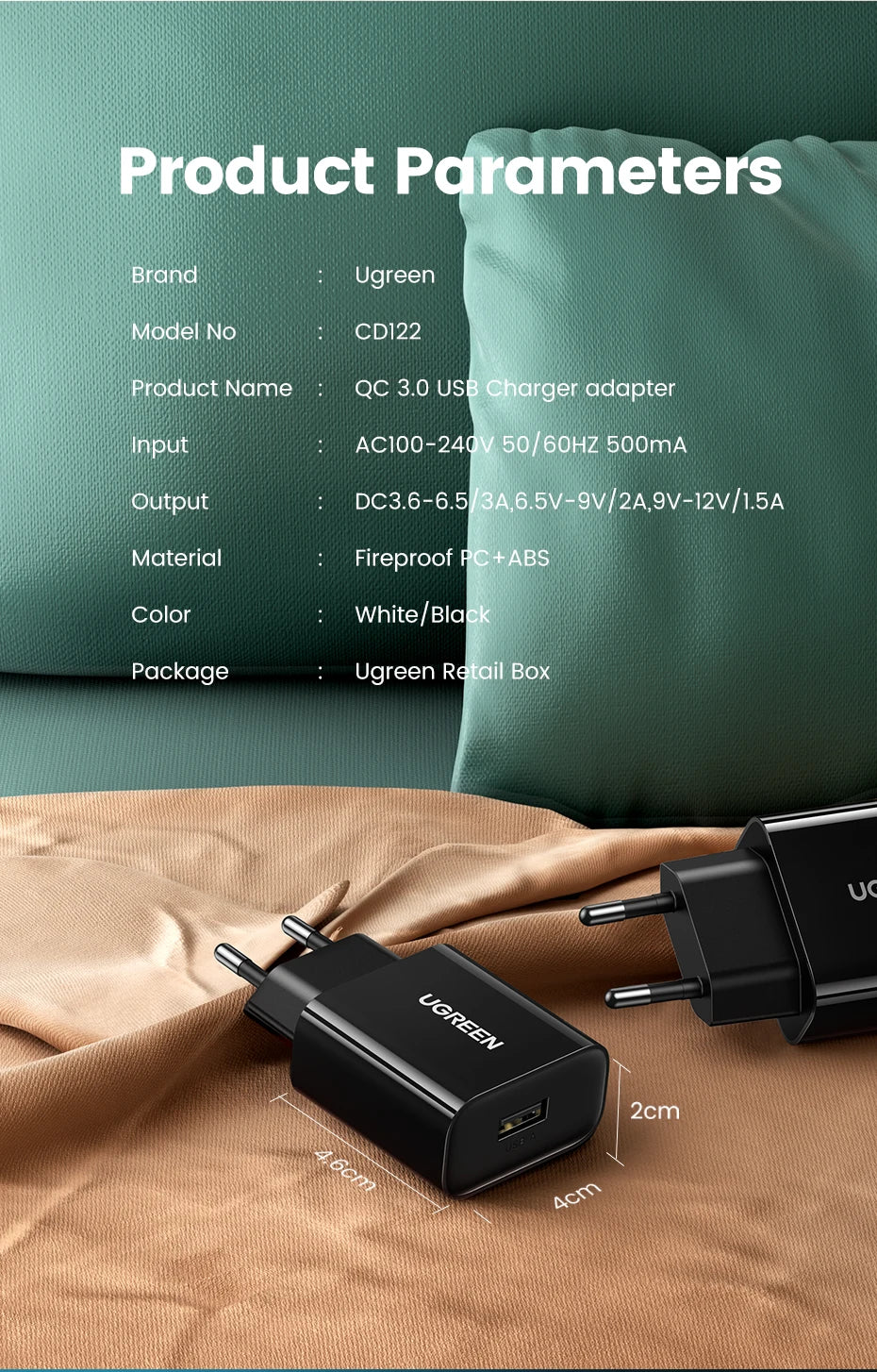 18W Quick Charge 3.0 USB Fast Wall Charger