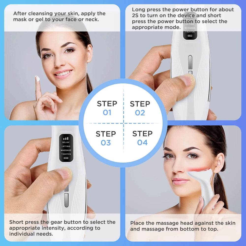 LED Face and Neck Skin Tightening Massage Device