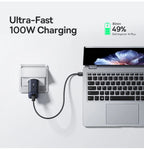 100W GaN 3-Port Fast Wall Charger for Laptops and Smartphones