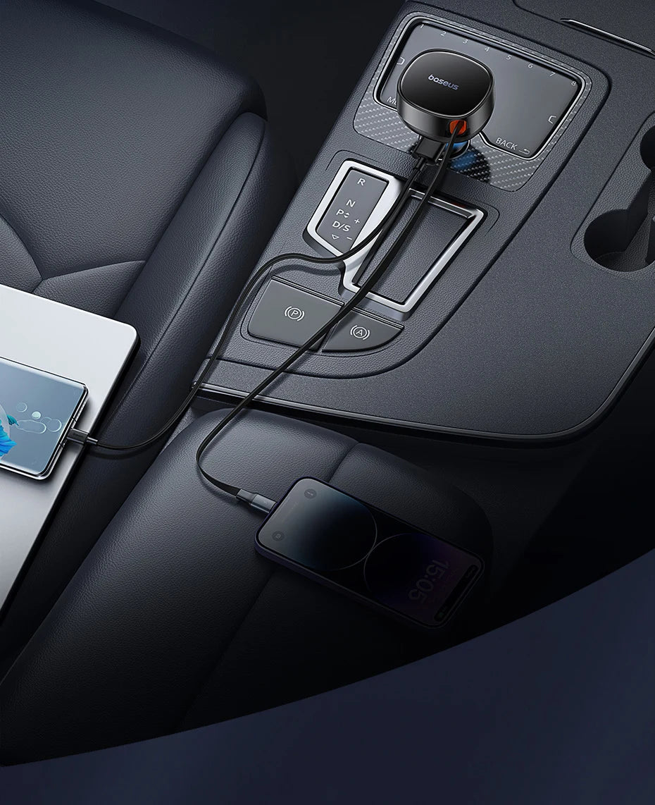 60W Fast Dual Port Car Charger with Retractable Cable - 13