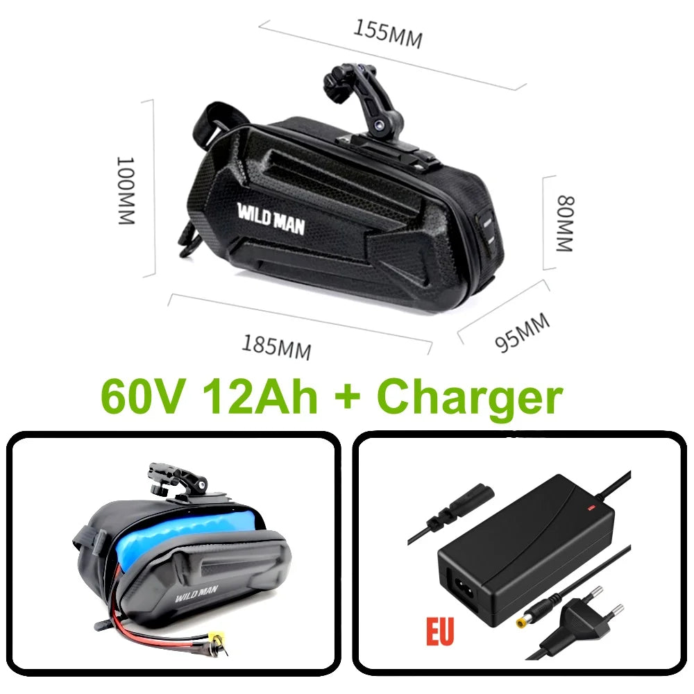 Waterproof Electric Bike Lithium-Ion Battery Pack 36V/48V/52V/60V
