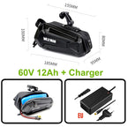 Waterproof Electric Bike Lithium-Ion Battery Pack 36V/48V/52V/60V