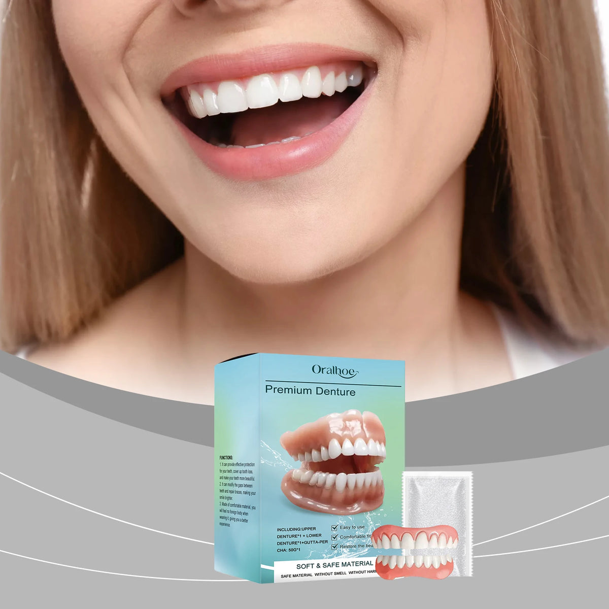 Temporary Silicone Dental Veneers and Denture Set