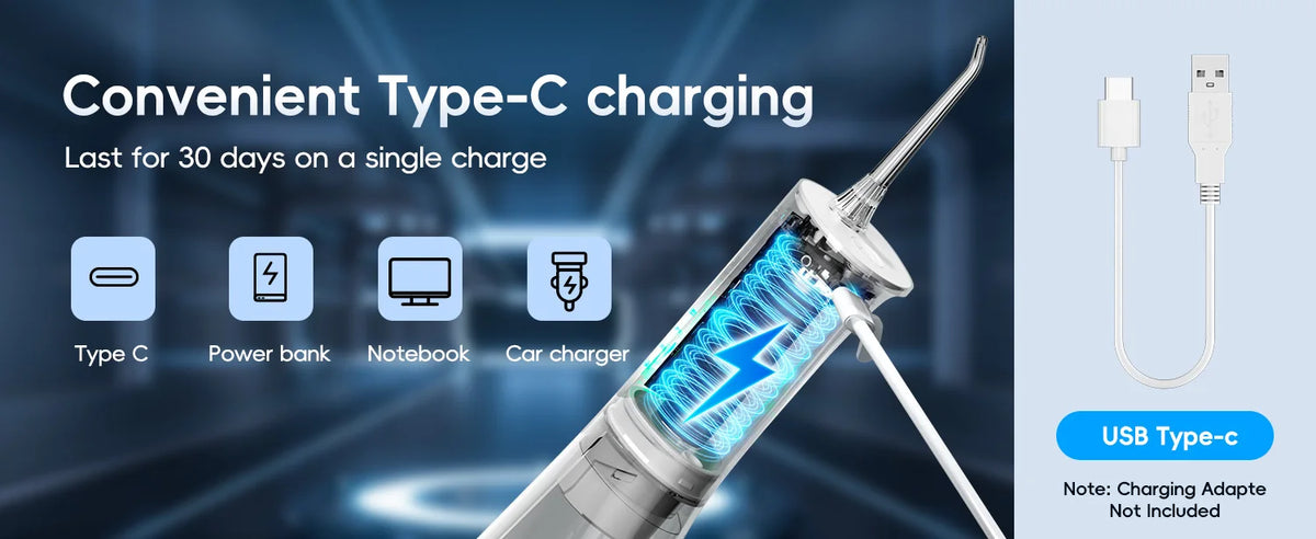 Portable Rechargeable Electric Water Flosser for Teeth Cleaning