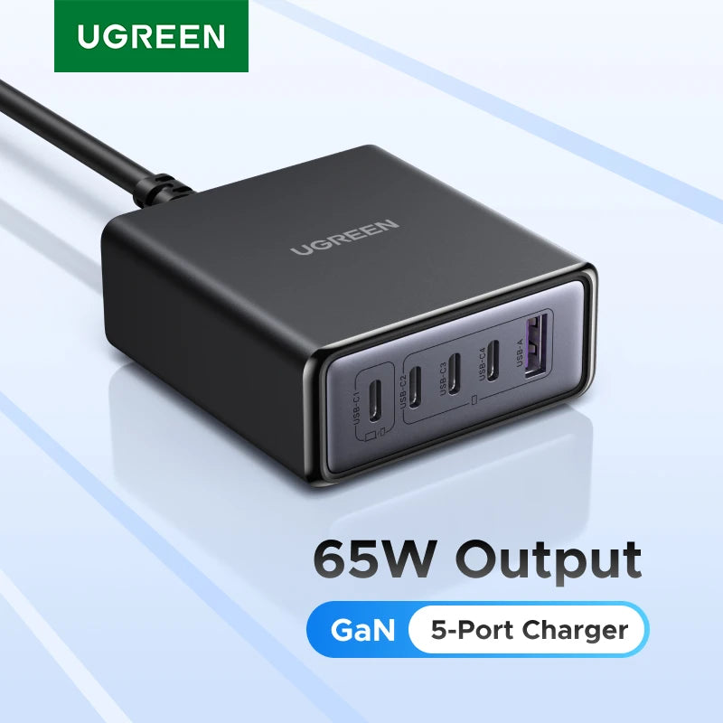 65W GaN 5-Port USB-C Desktop Fast Charger
