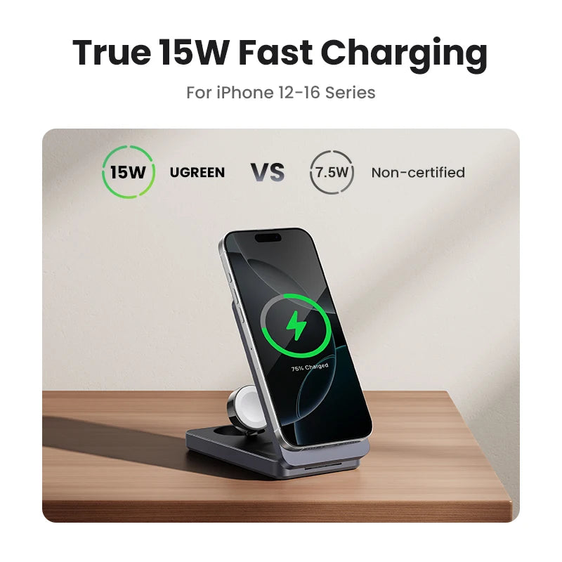 3-in-1 Magnetic Wireless Charging Stand for iPhone and Apple Watch