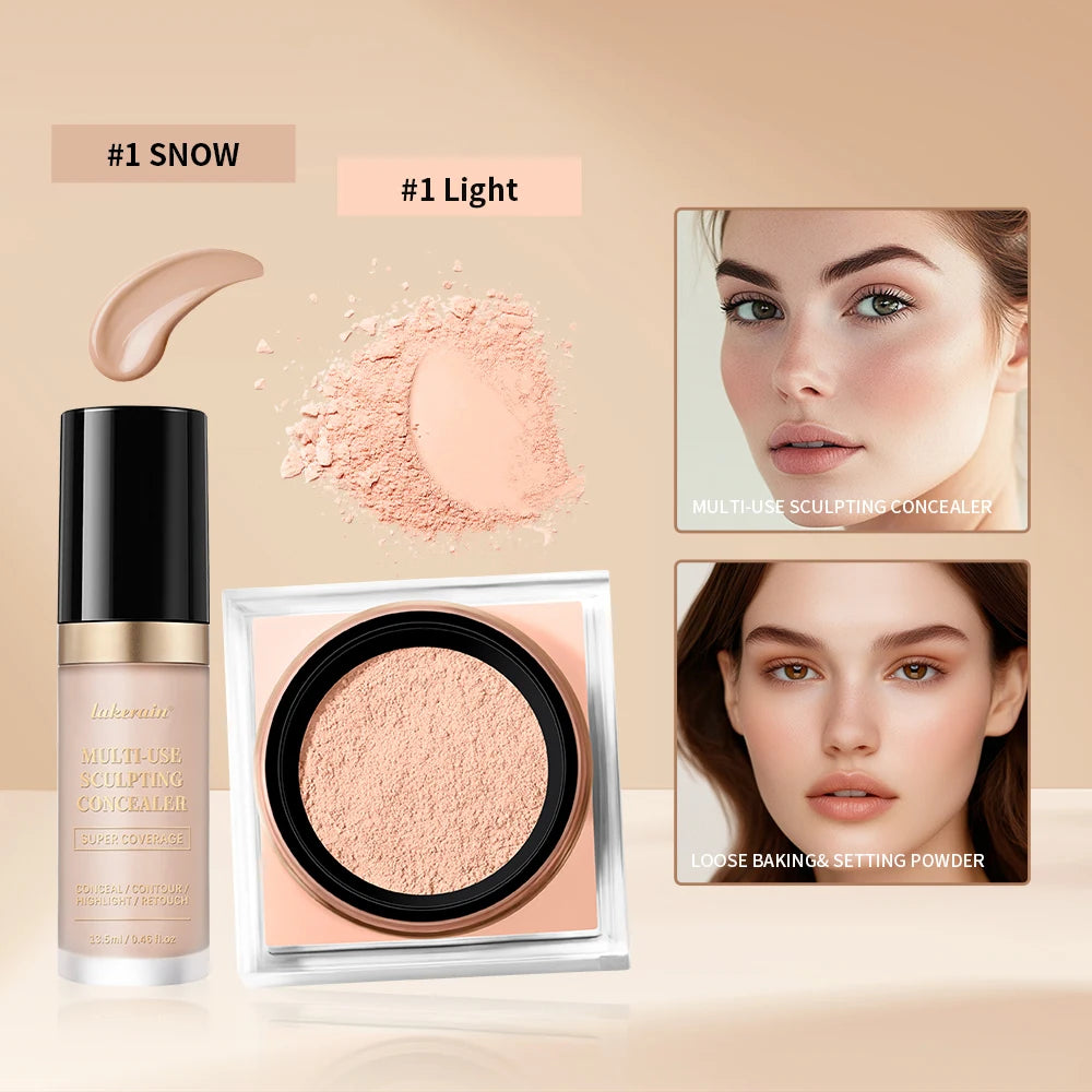 Face Concealer and Matte Setting Powder Makeup Set