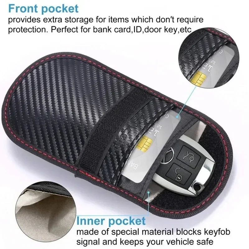 Carbon Fiber Car Key Fob RFID Signal Blocking Pouch Protector