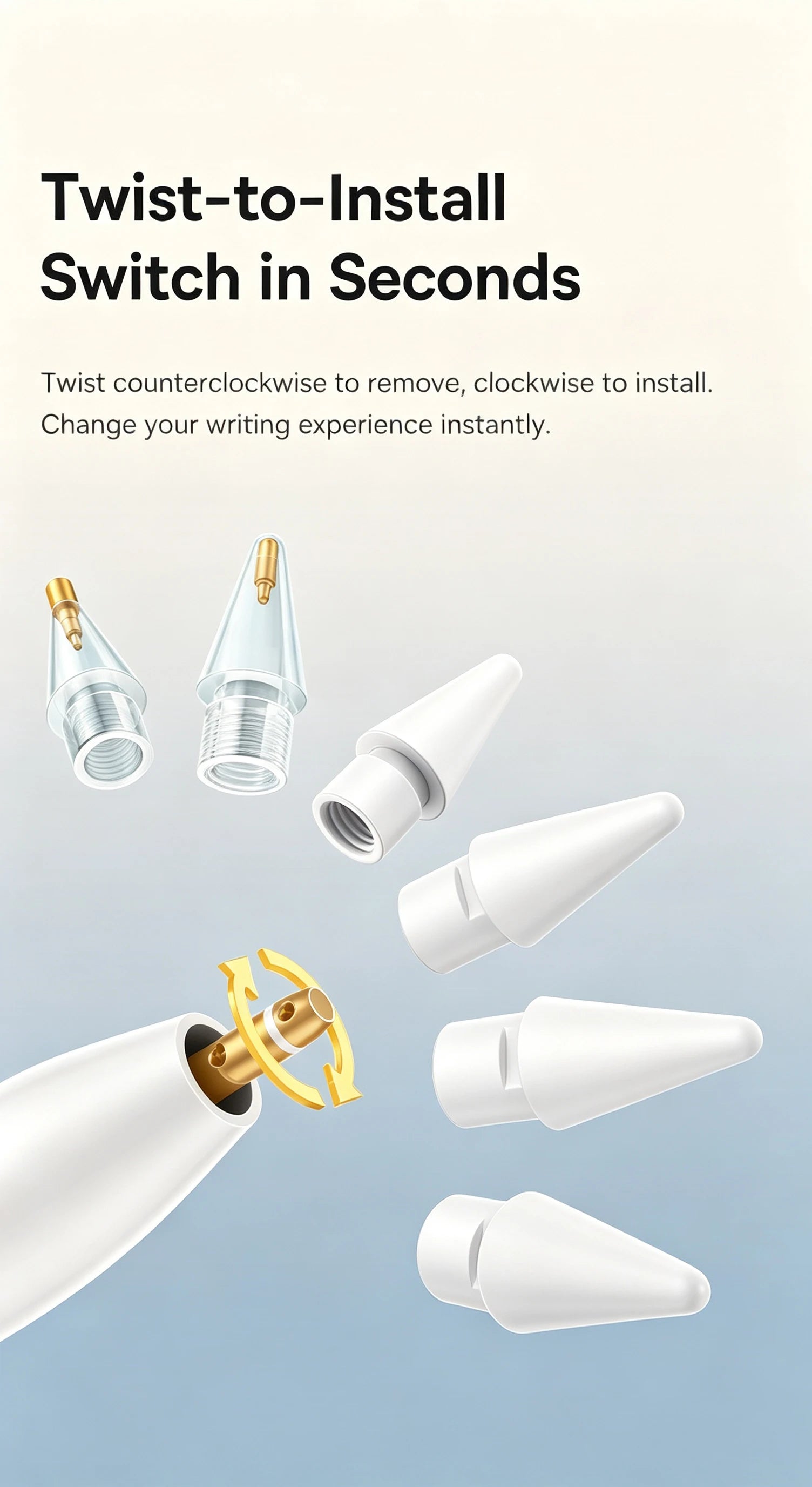 Replacement Stylus Pen Tips for Apple Pencil 1st and 2nd Generation - 10