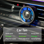 Portable 5V USB Car Air Vent Cooling Fan with 3 Gears and RGB Light
