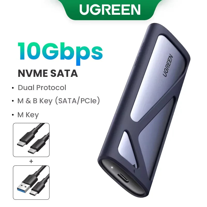 Dual Protocol M.2 NVMe SATA SSD Enclosure USB-C 10Gbps Adapter