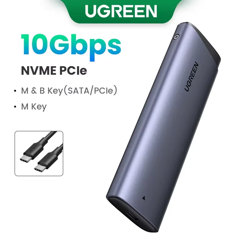 Dual Protocol M.2 NVMe and SATA SSD Enclosure 10Gbps USB-C Adapter