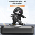 Skateboarding Bear Car Dashboard Ornament with Parking Number Plate