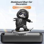 Skateboarding Bear Car Dashboard Ornament with Parking Number Plate