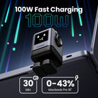 100W GaN Fast Wall Charger with Robot Display for Laptops and Phones