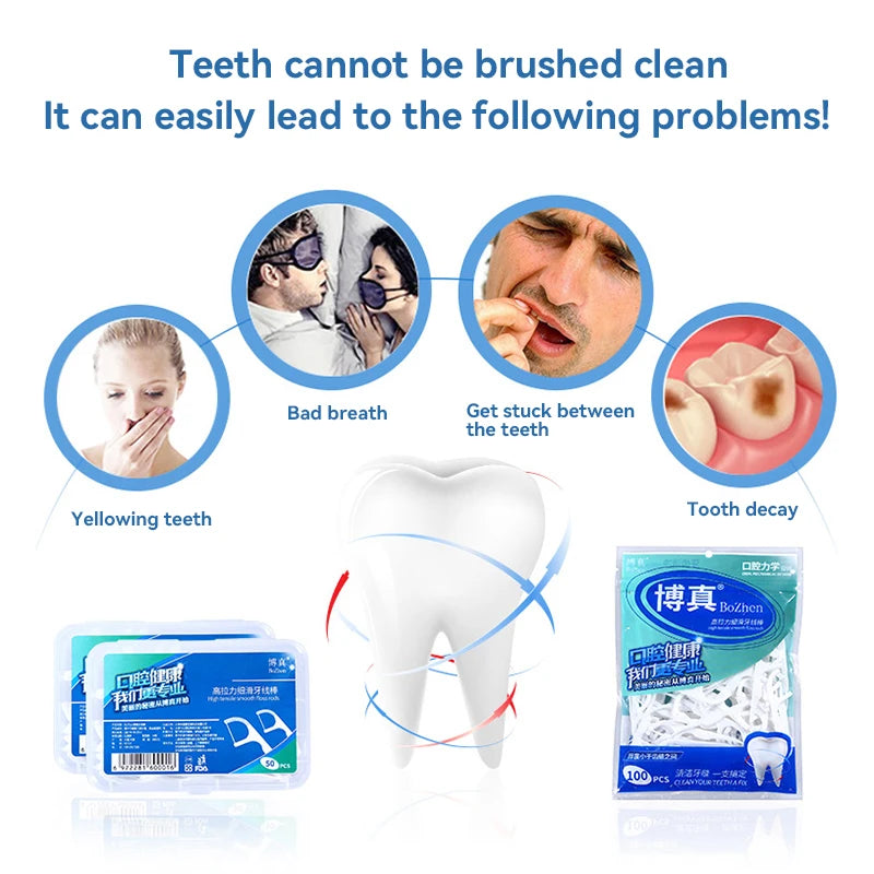 Portable Disposable Dental Floss Picks with Storage Case
