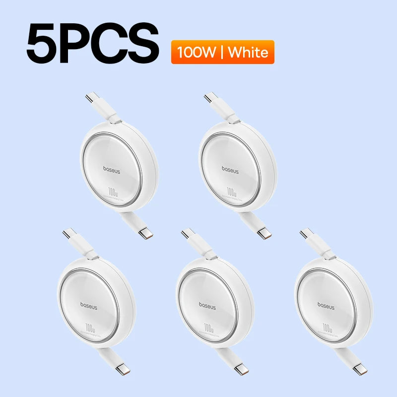 100W Fast Charging Retractable USB-C Cable