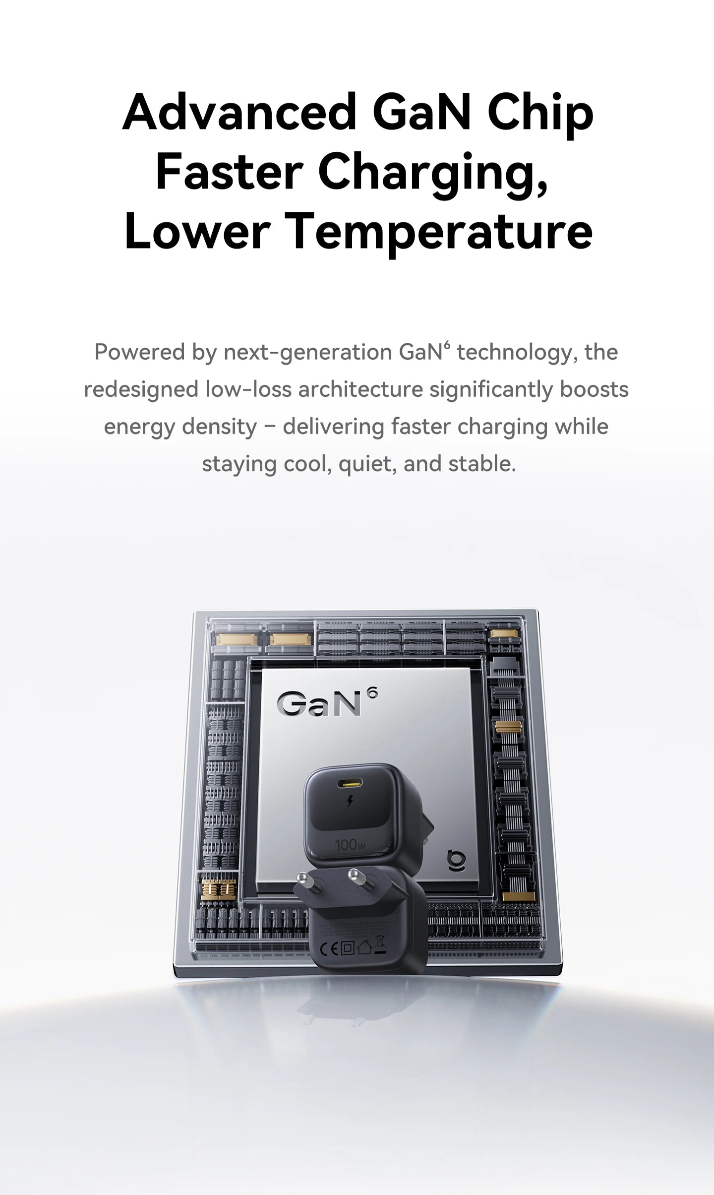 100W GaN USB-C Fast Charger for Laptops and Smartphones - 12