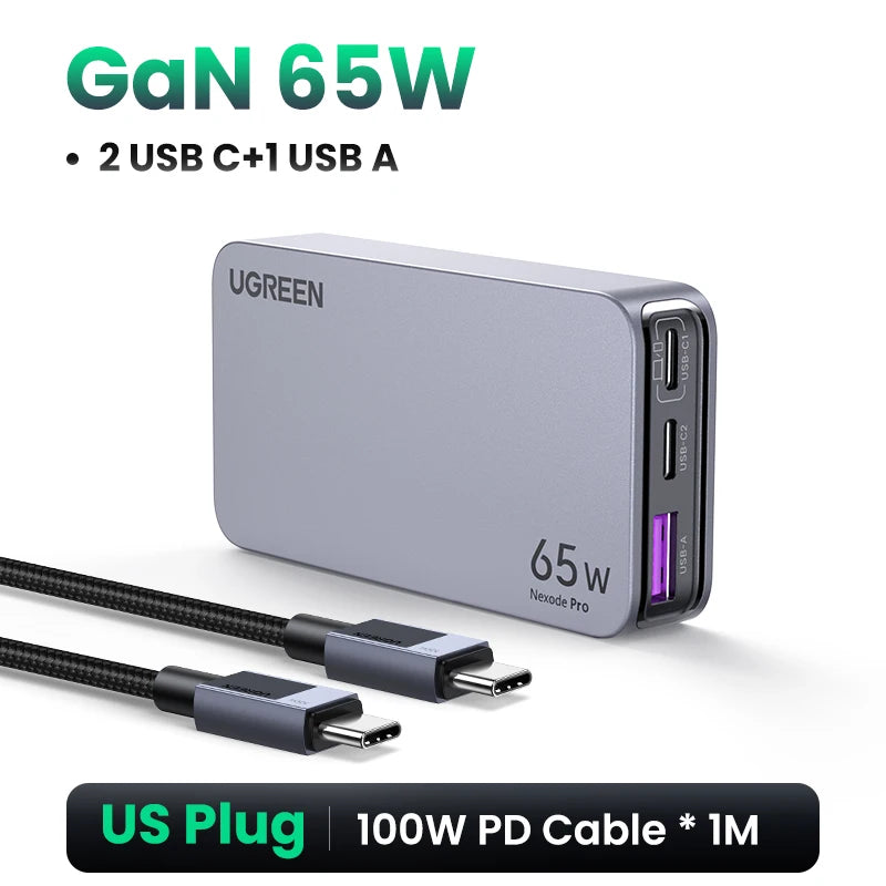 65W GaN Fast Wall Charger for Laptops and Smartphones