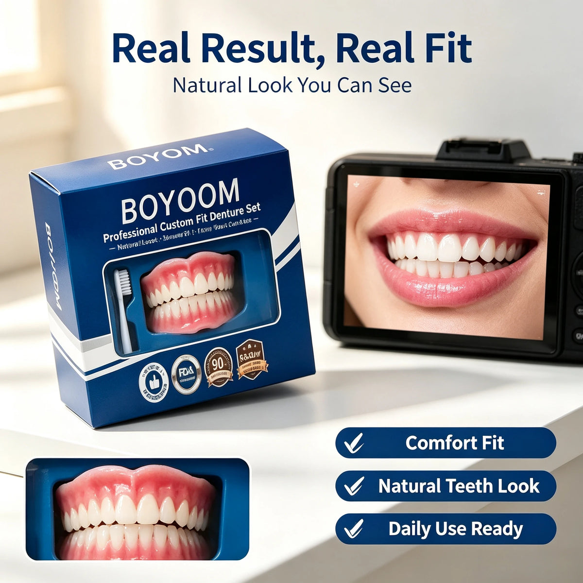 Comfortable Silicone Simulation Dentures for a Natural Smile