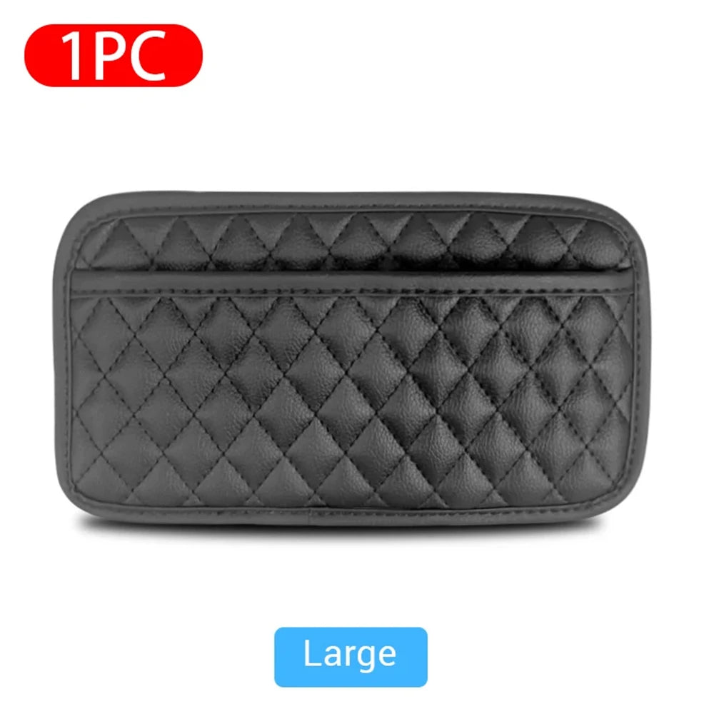 Adhesive PU Leather Car Storage Pocket Organizer for Phone and Cards