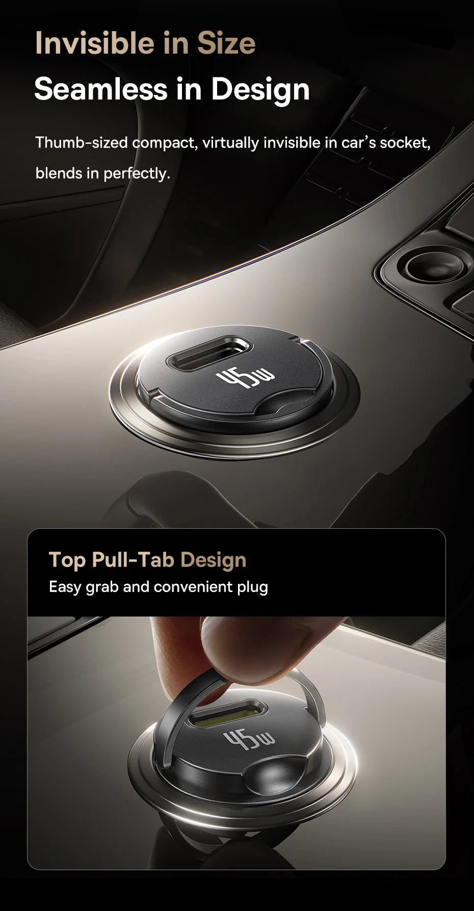 45W USB-C Fast Car Charger for Smartphones and Tablets
