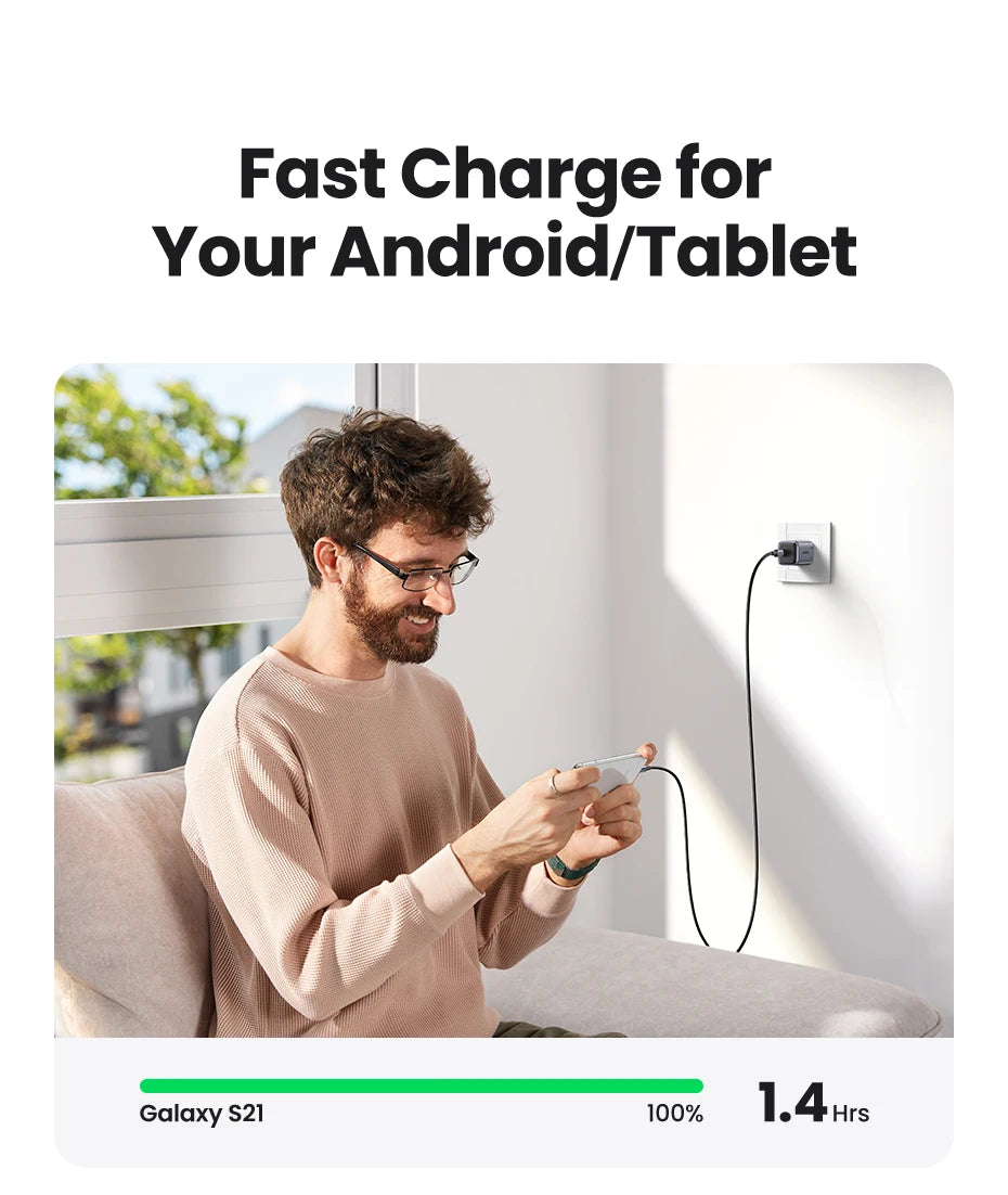20W GaN USB-C Fast Wall Charger for Smartphones