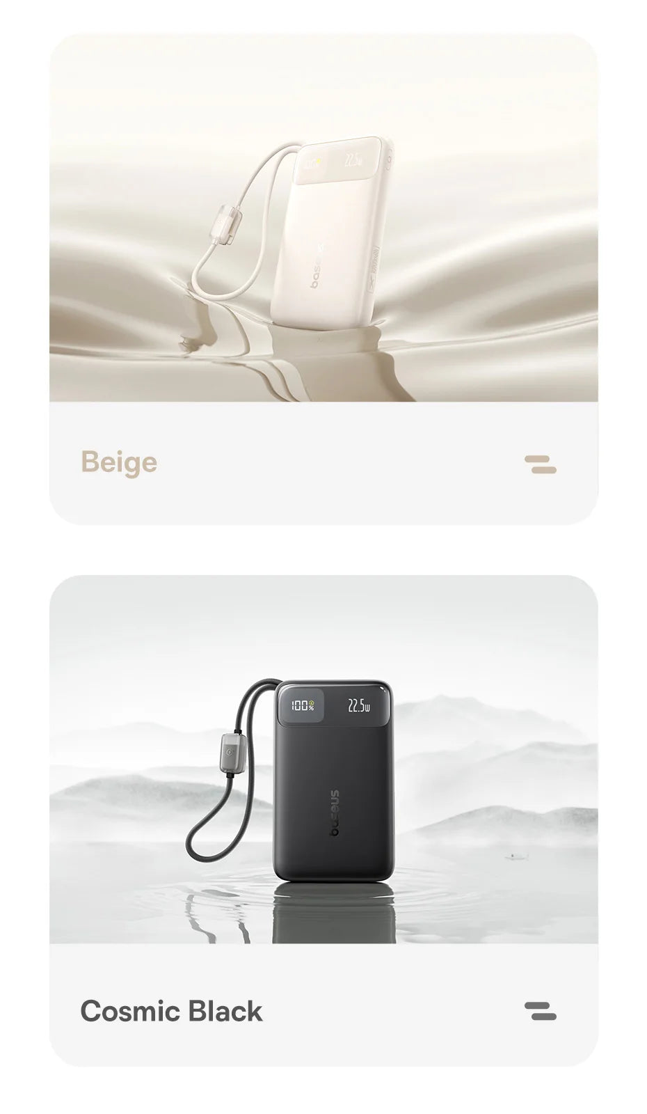 10000mAh Portable Power Bank with Dual Built-in USB-C Cables - 22