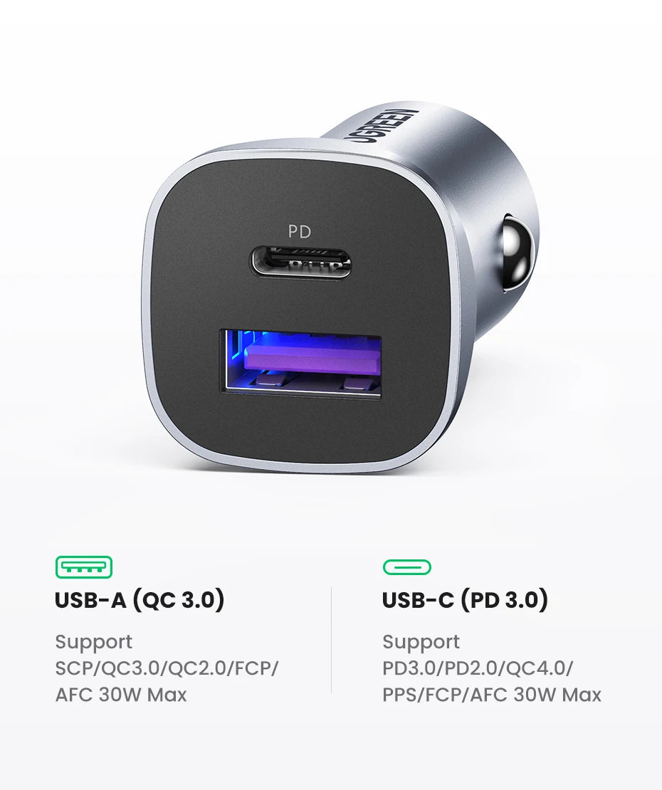 30W Dual Port Fast Car Charger with PD 3.0 and QC 4.0 - 13